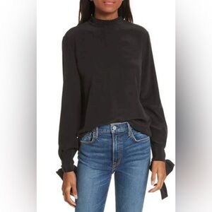 Equipment Aurora Tie Silk Black Blouse Size Small